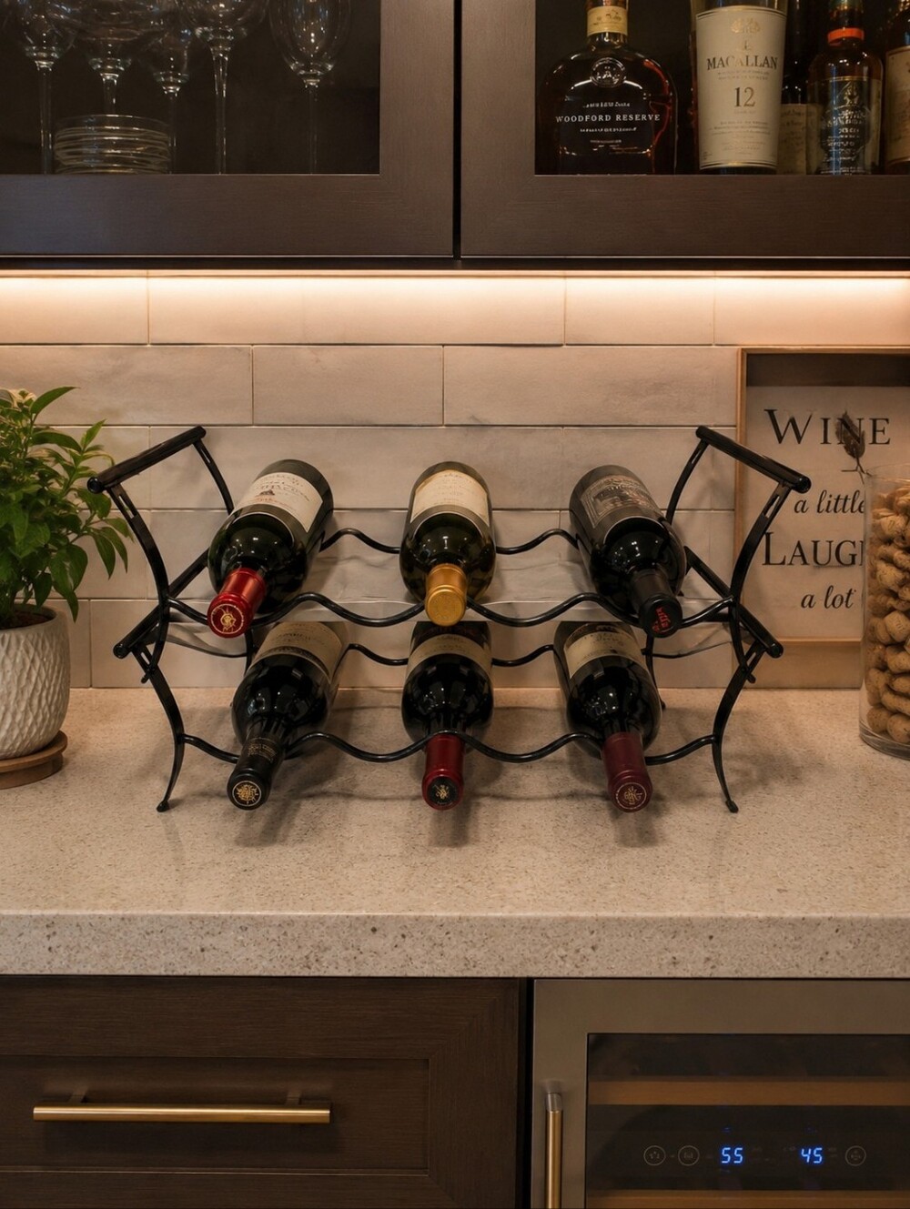 Black 9-Bottle Wine Rack - Home Dining